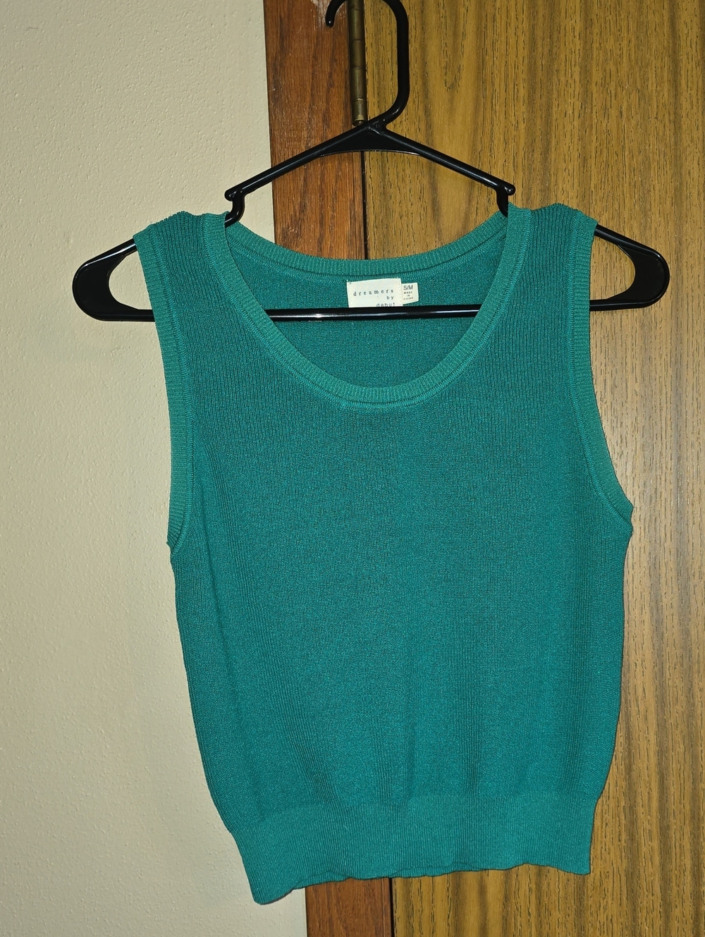 Green Ribbed Knit Tank Top